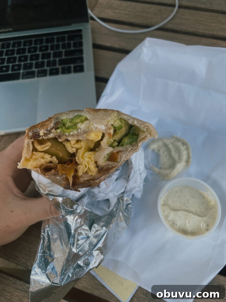 Skier’s Breakfast Burrito from Beaumont Bakery — Mountain Mornings 3 breakfast burrito