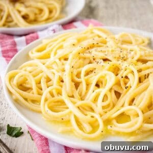 Lemon Pasta Recipe prepared and on a plate.