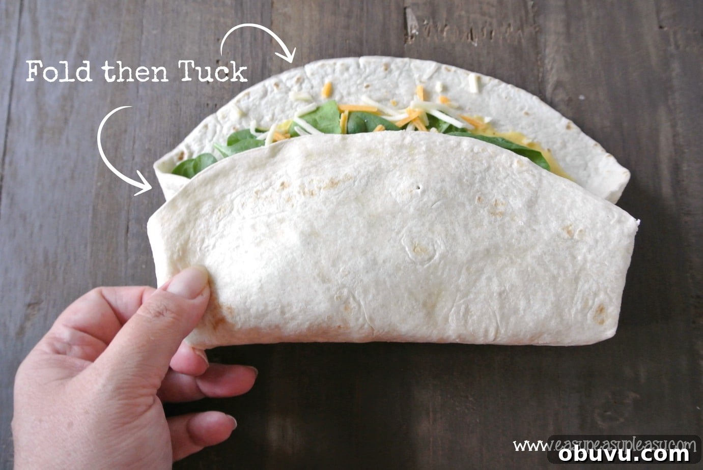 Picture-Perfect Grilled Chicken Wrap: Step-by-Step Rolling Guide 11 How to make a picture perfect wrap. Fold then tuck.