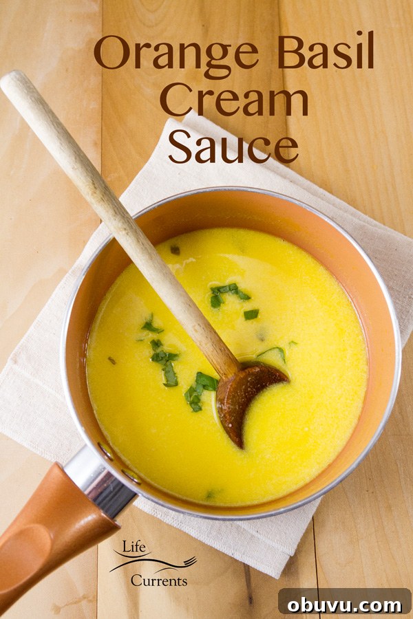 Orange Basil Cream Sauce - An unforgettable buttery cream sauce with sweet tangy orange and fresh basil. This sauce works so well with pasta, fish, or chicken. It’ll be a house favorite. Orange Basil Cream Sauce - An unforgettable buttery cream sauce with sweet tangy orange and fresh basil. This sauce works so well with pasta, fish, or chicken. It’ll be a house favorite.