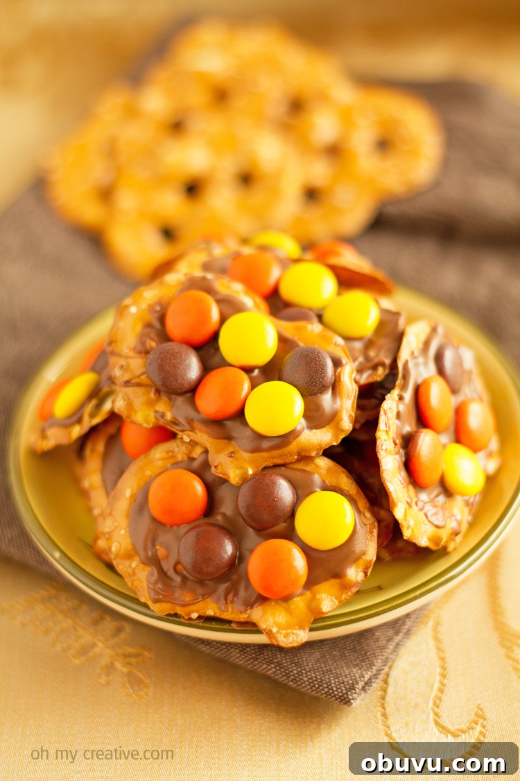 Creative Recipes for Using Leftover Halloween Candy 5 A Thanksgiving-friendly snack made from leftover Halloween candy, chocolate, and pretzels.