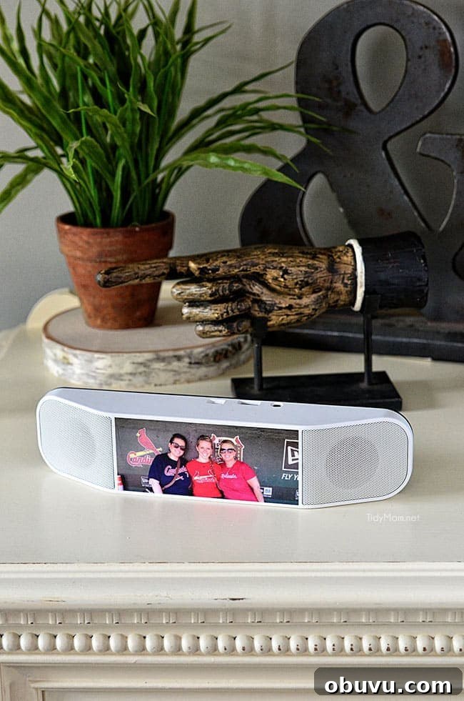 Spark Your Summer: I'm Lovin' It Linky Party Preview 4 Meet the customizable bluetooth speaker that doubles as portable power source and can be customized with your photo or logo. PowerSound II GIVEAWAY at TidyMom.net