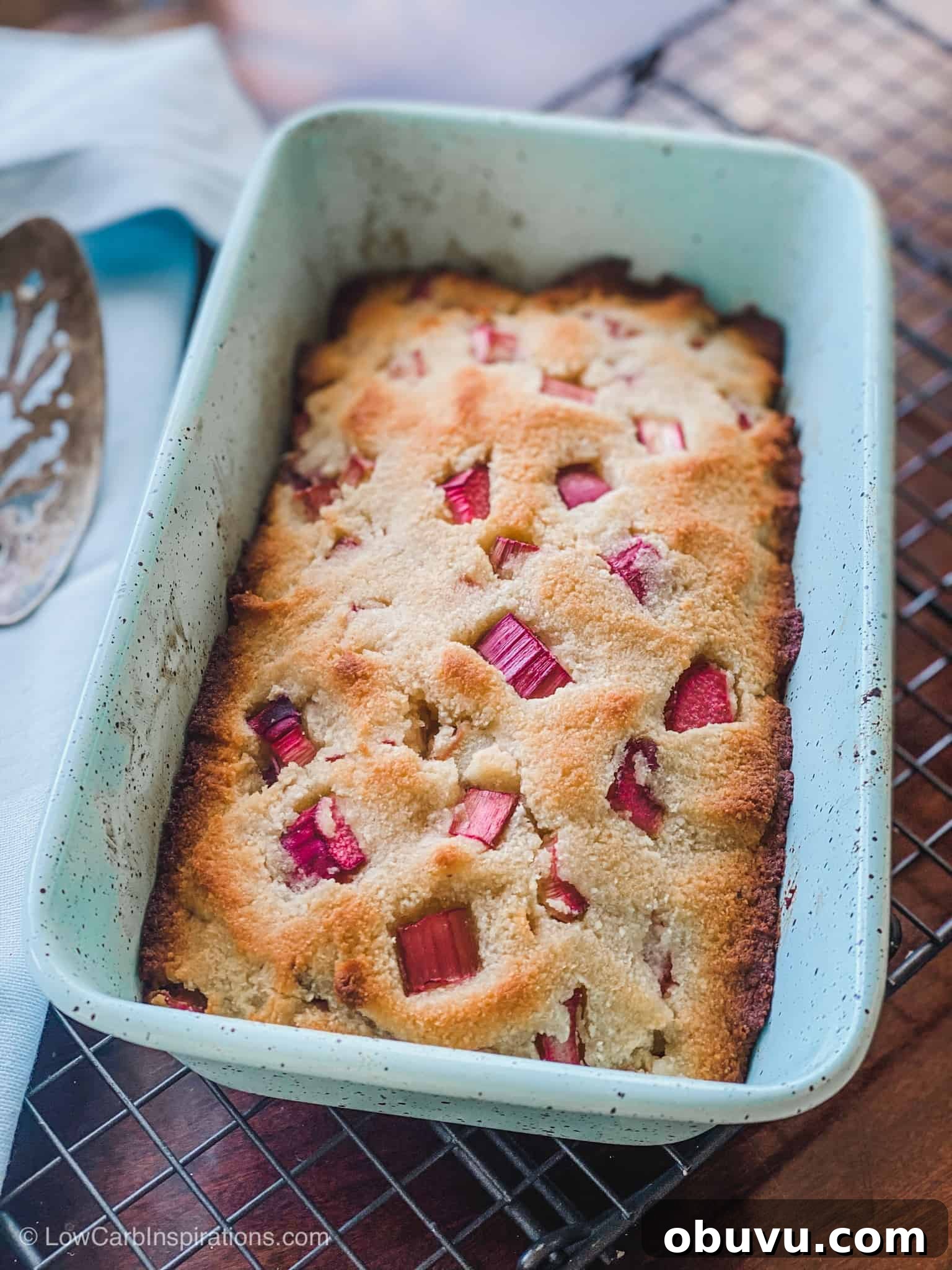 Keto Rhubarb Loaf with Sweet Glaze Topping 4 Keto Rhubarb Bread
