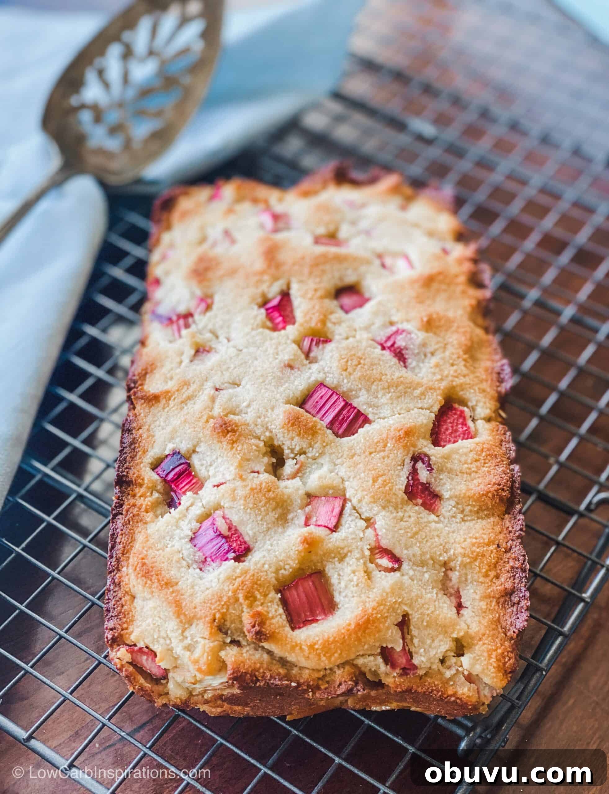 Keto Rhubarb Loaf with Sweet Glaze Topping 5 Keto Rhubarb Bread