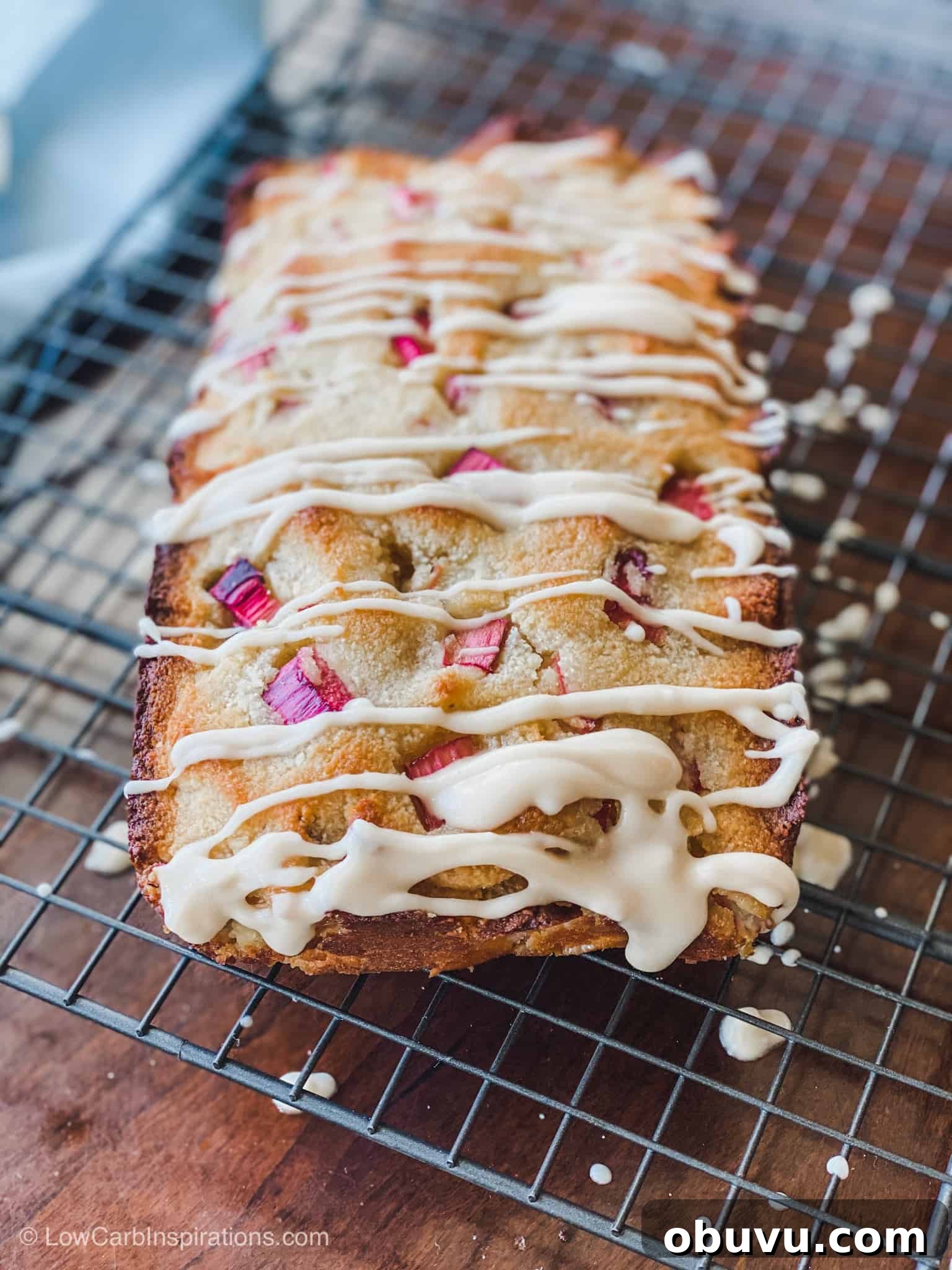 Keto Rhubarb Loaf with Sweet Glaze Topping 7 Keto Rhubarb Bread