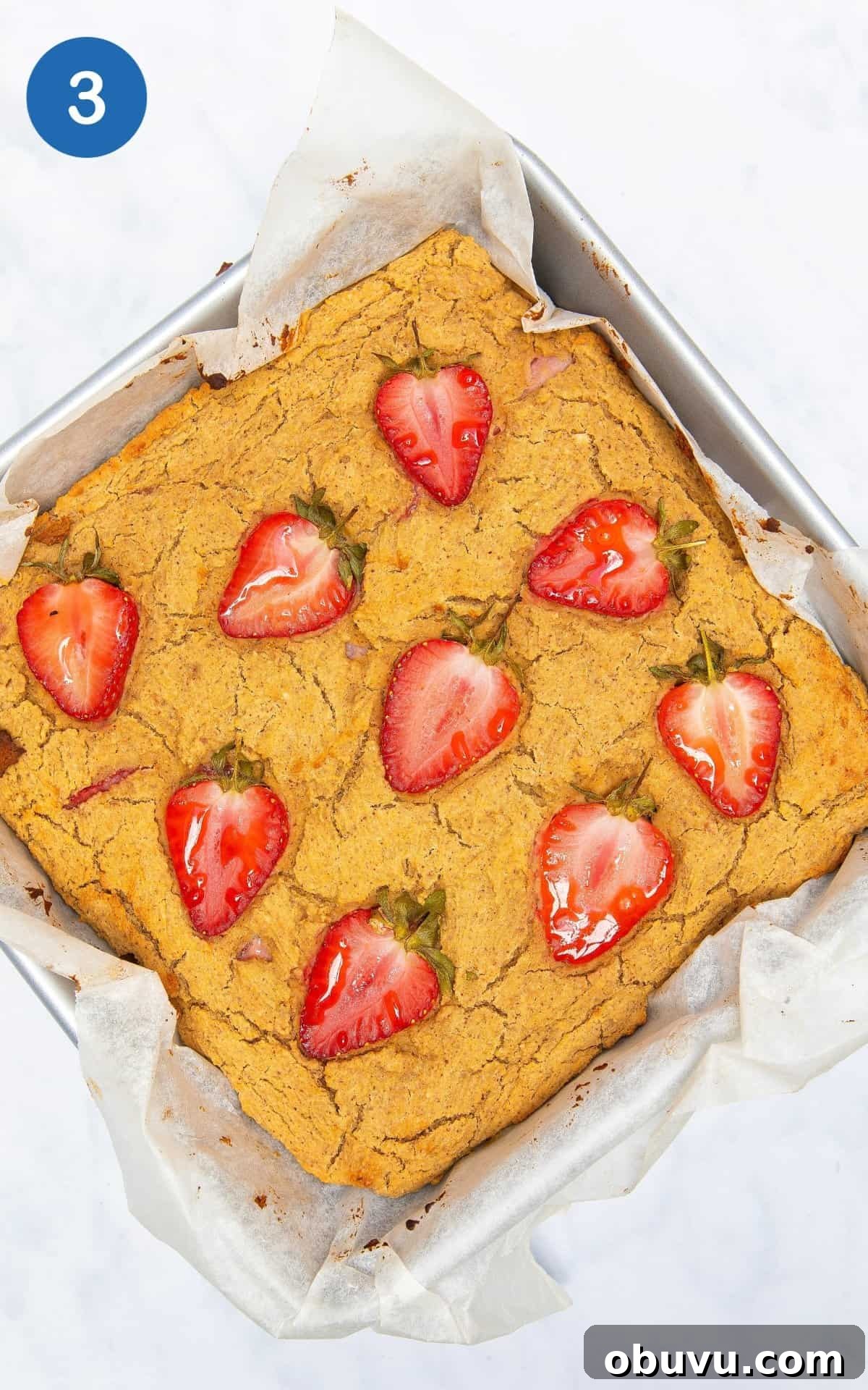 Chewy Peanut Butter Blondies Recipe for Rich, Gooey Bars 6 Peanut Butter Blondies baked in the oven.