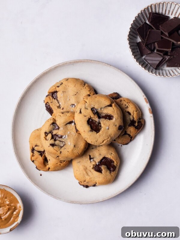 Chewy Peanut Butter Blondies Recipe for Rich, Gooey Bars 10 Vegan Peanut Butter Cookies on a plate.
