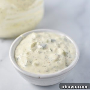Tartar sauce in a small white bowl