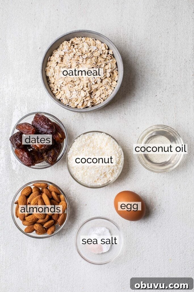 The ingredients needed to make an oatmeal cookie base.