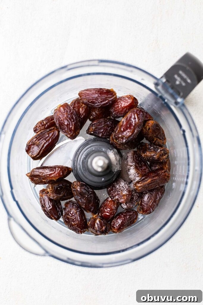 Dates in a food processor bowl.