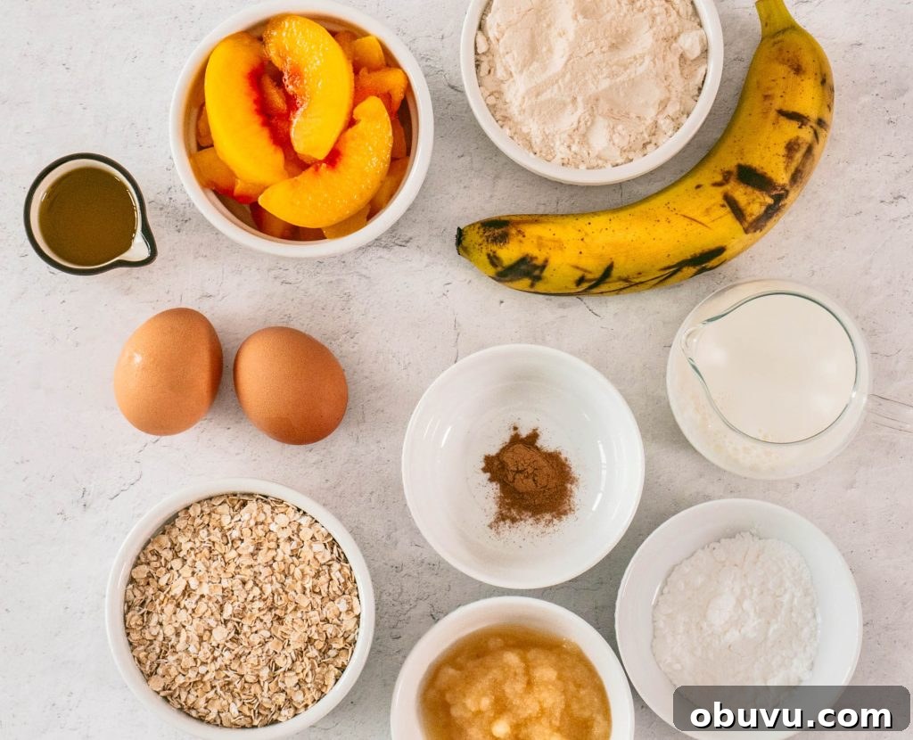 Peach Oat Pancakes & Waffles: Fluffy, Fruit-Studded Recipes 3 peach oat pancakes ingredients