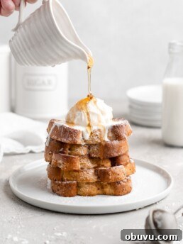 Decadent Buttermilk French Toast Recipe for Brunch 6 Thick slices of Grand Marnier infused buttermilk French Toast, topped with ice cream and syrup