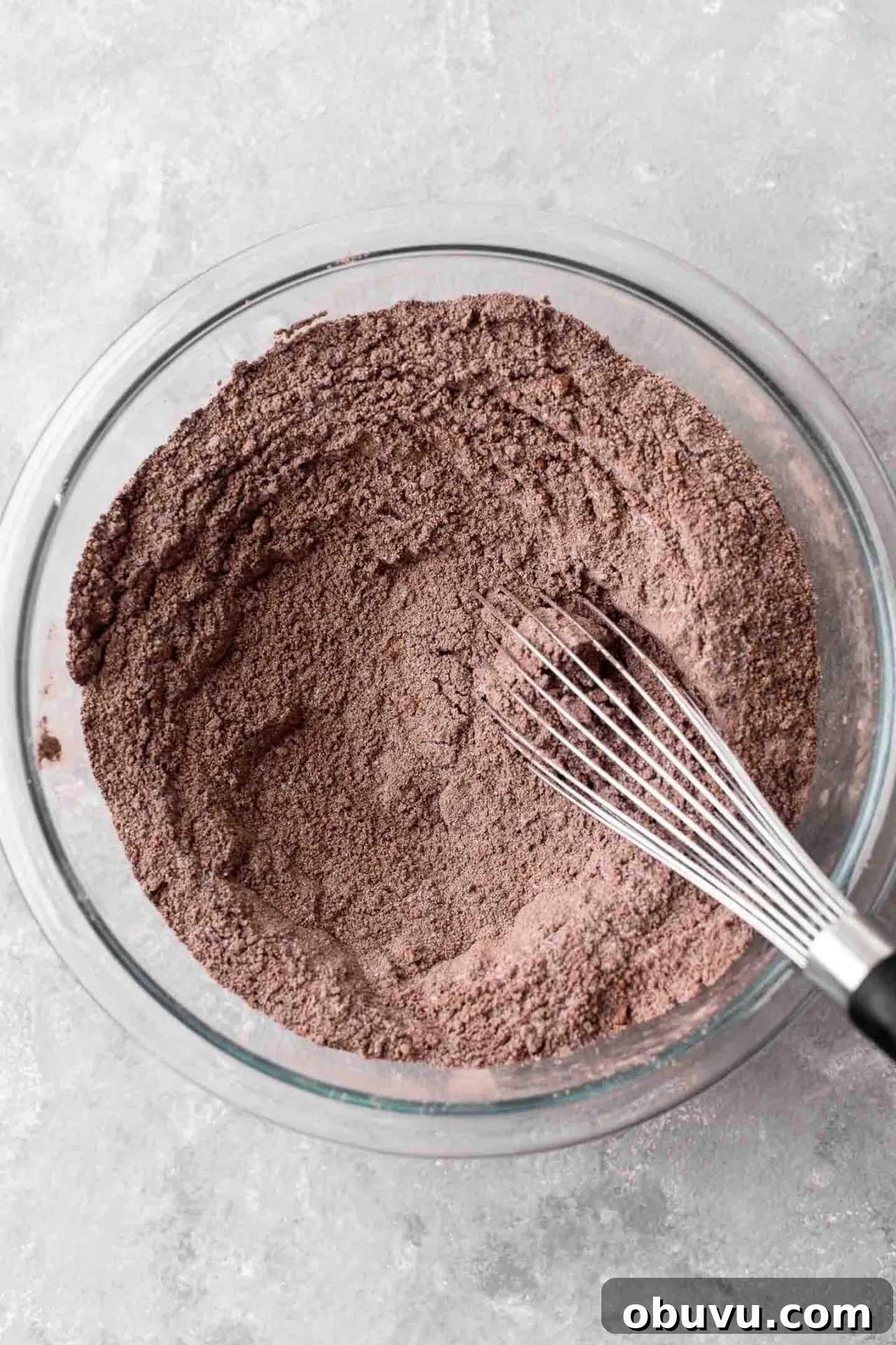 Decadent Gluten-Free Chocolate Cake Recipe 3 gluten free chocolate cake dry ingredients whisked together in bowl