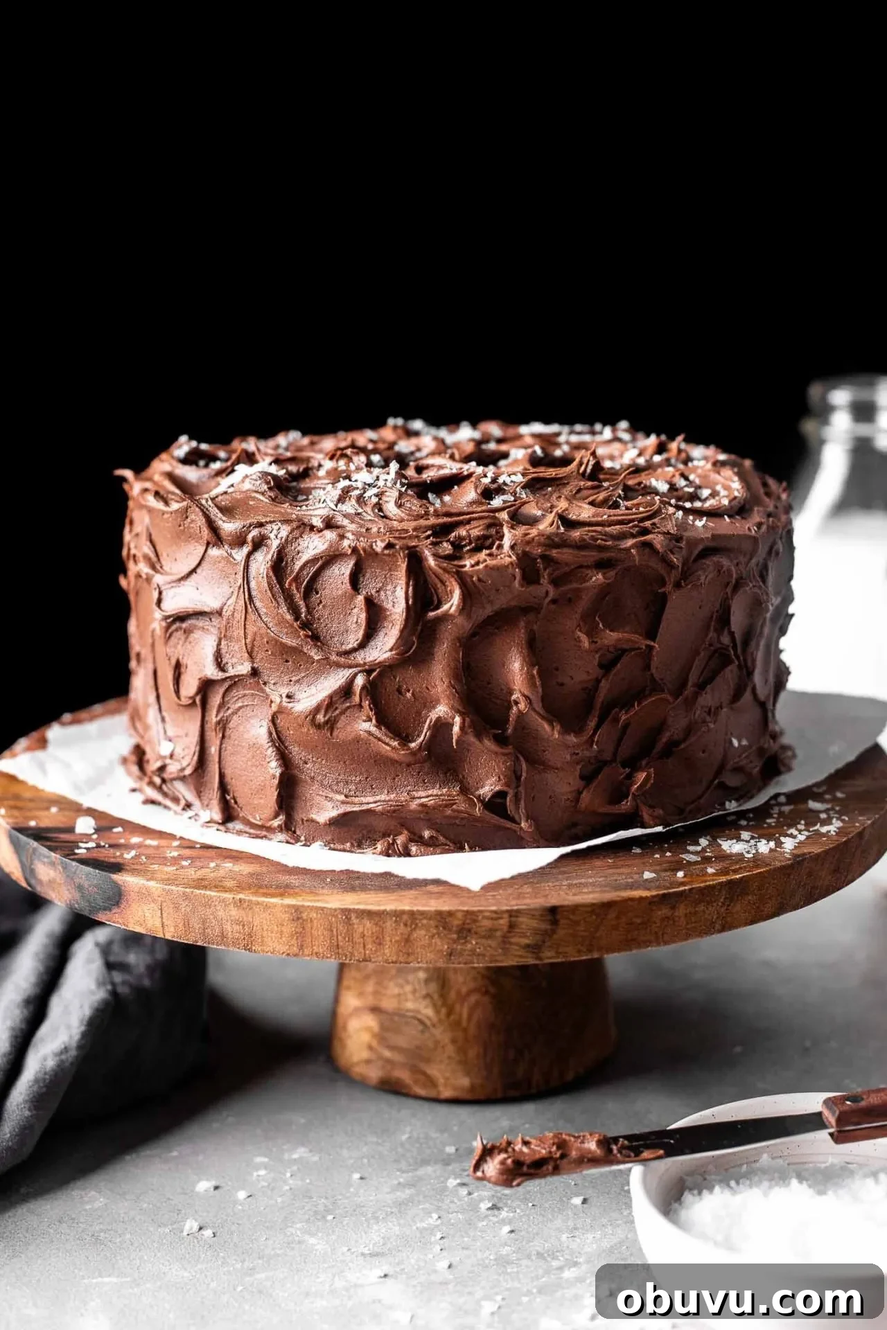 Decadent Gluten-Free Chocolate Cake Recipe 9 decorated gluten free chocolate cake on cake stand (2)