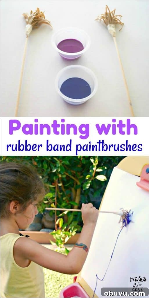 Creative Rubber Band Paintbrush Techniques for Unique Art 2 Make your own paintbrushes and let the kids get creative by painting with rubber band paintbrushes!