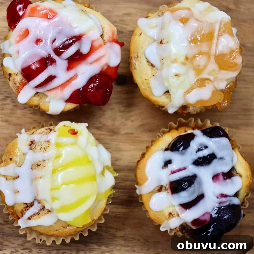 Fruit Pie Cream Cheese Cinnamon Roll Cups