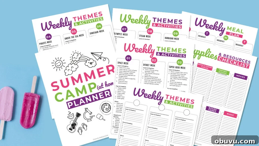 Printable Summer Camp-at-Home Planner: Daily Schedules & Activities 2 Summer Camp at Home planner