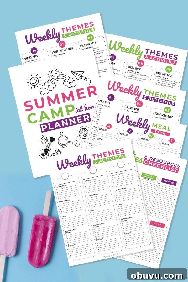 Printable Summer Camp-at-Home Planner: Daily Schedules & Activities 4 Summer camp at home ideas, summer camp activites