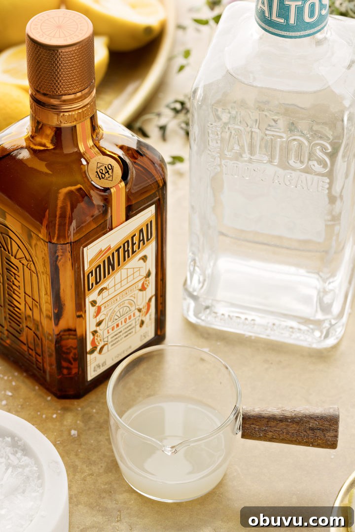 photo of ingredients needed to make a lemon margarita