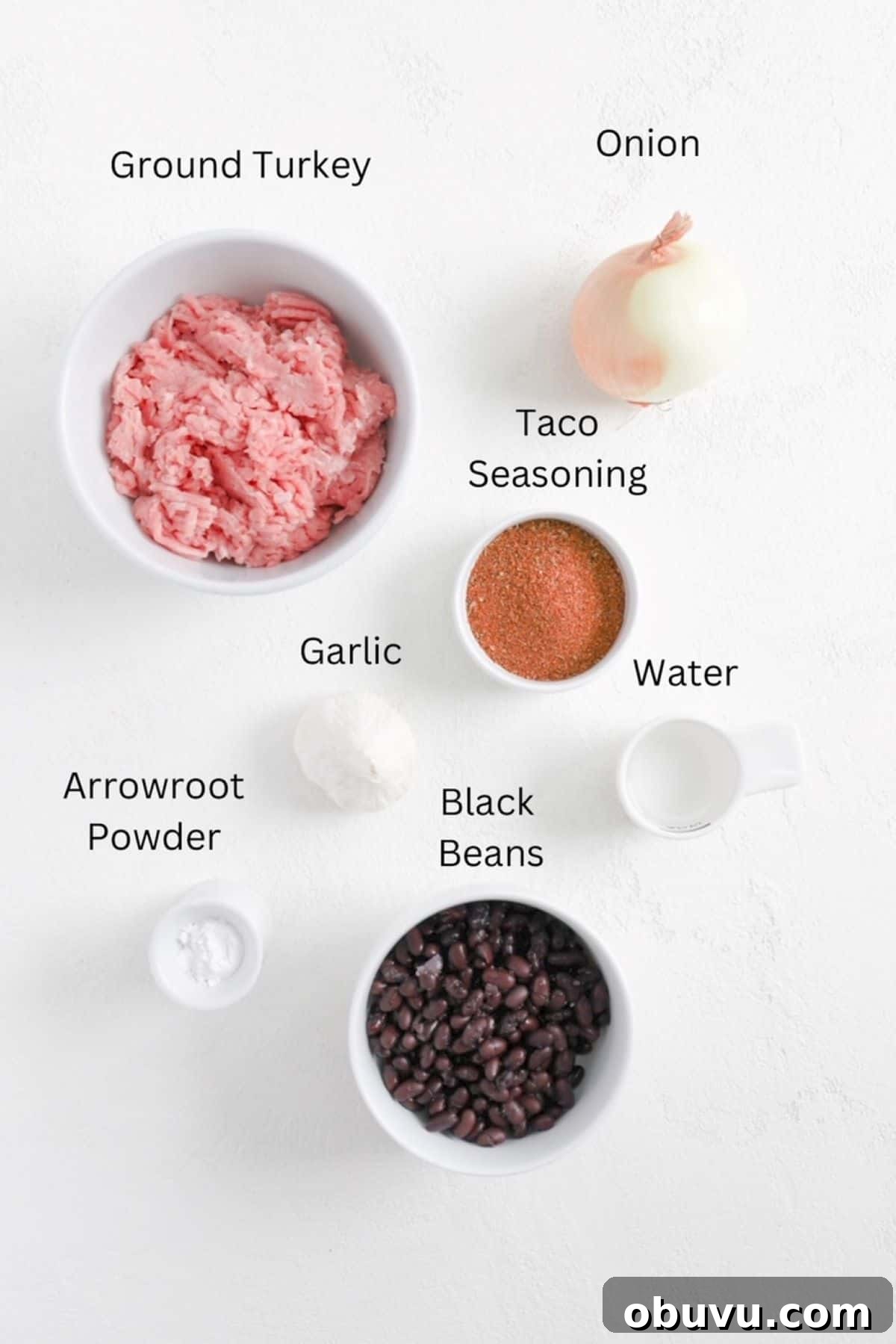 Savory Ground Turkey Tacos with Quick Homemade Seasoning 3 Ingredients for ground turkey tacos labeled.