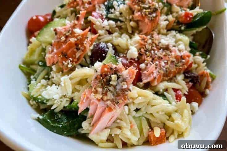 Salmon Orzo Greek Pasta Salad
