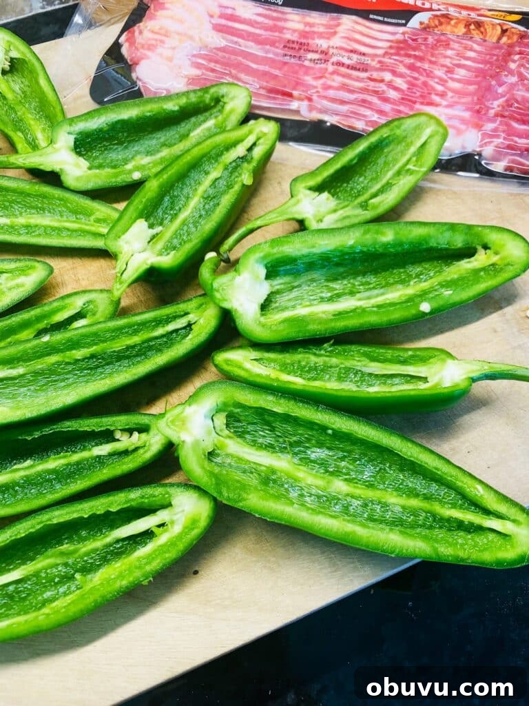 Smoked Honey Jalapeño Poppers with Creamy Cheese Filling 3 jalapenos cut in half no seeds
