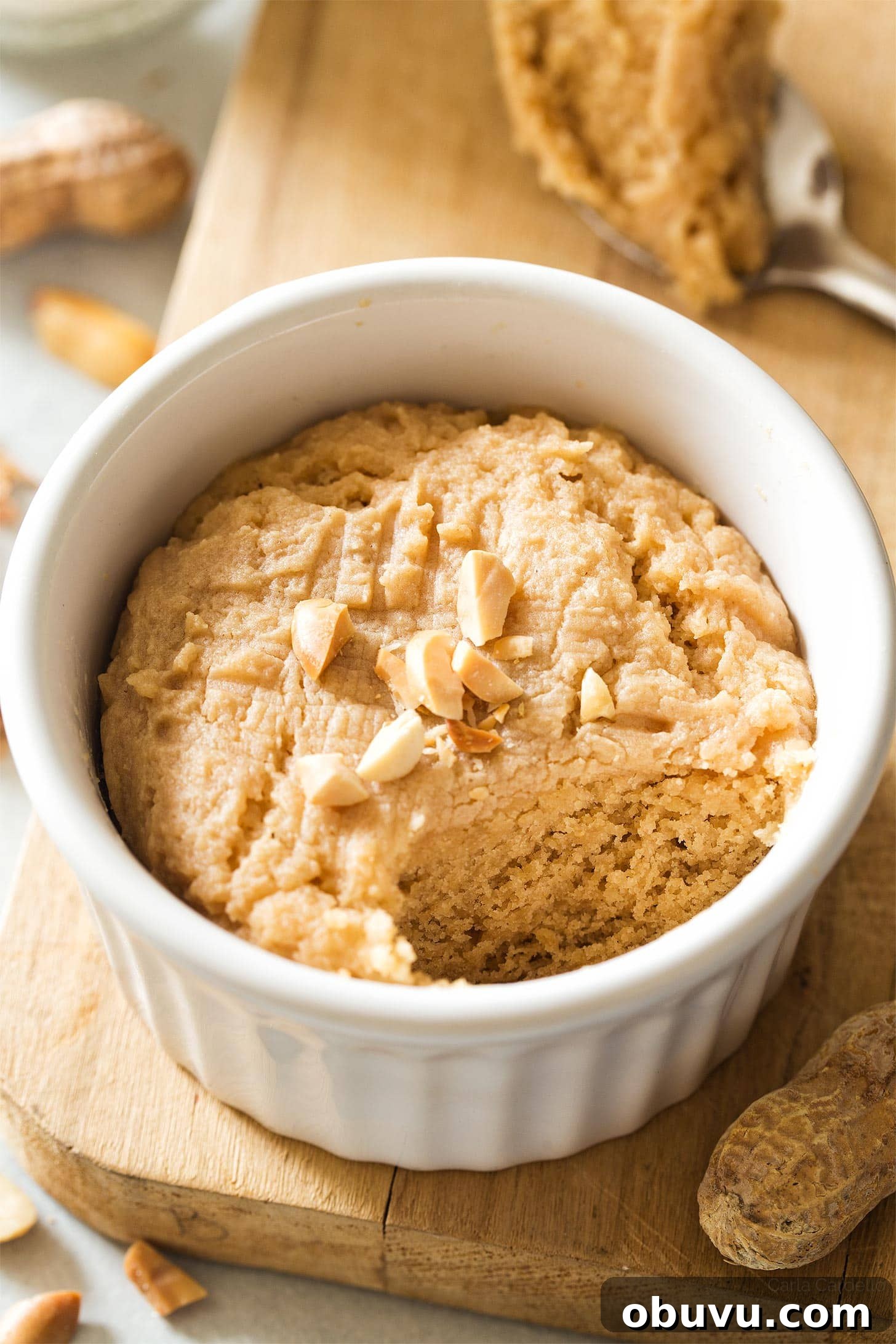 Quick Microwave Peanut Butter Cookie in 2 Minutes 4 Close up of microwave peanut butter cookie in ramekin