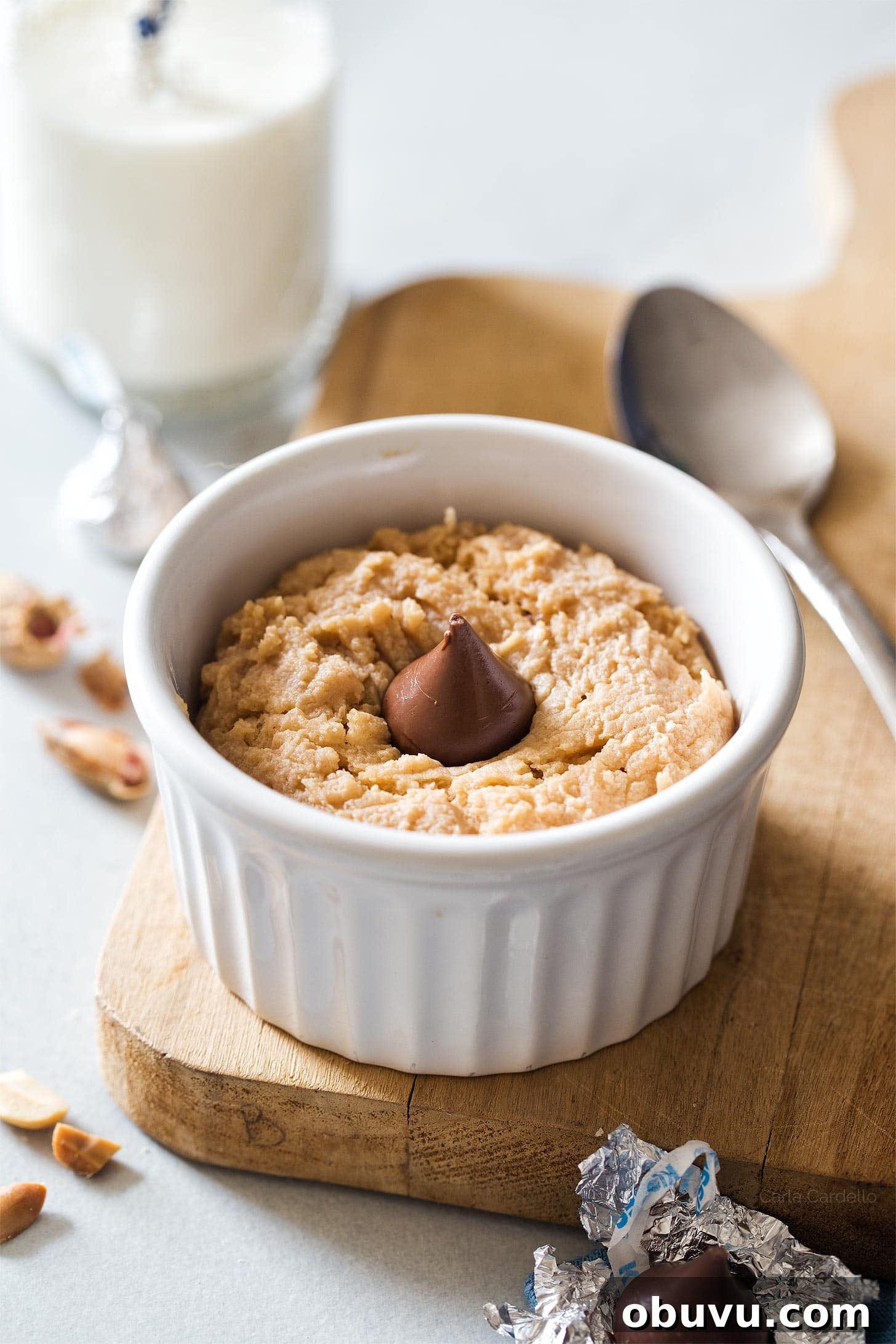 Quick Microwave Peanut Butter Cookie in 2 Minutes 5 Peanut butter cookie in a mug with Hershey's kiss