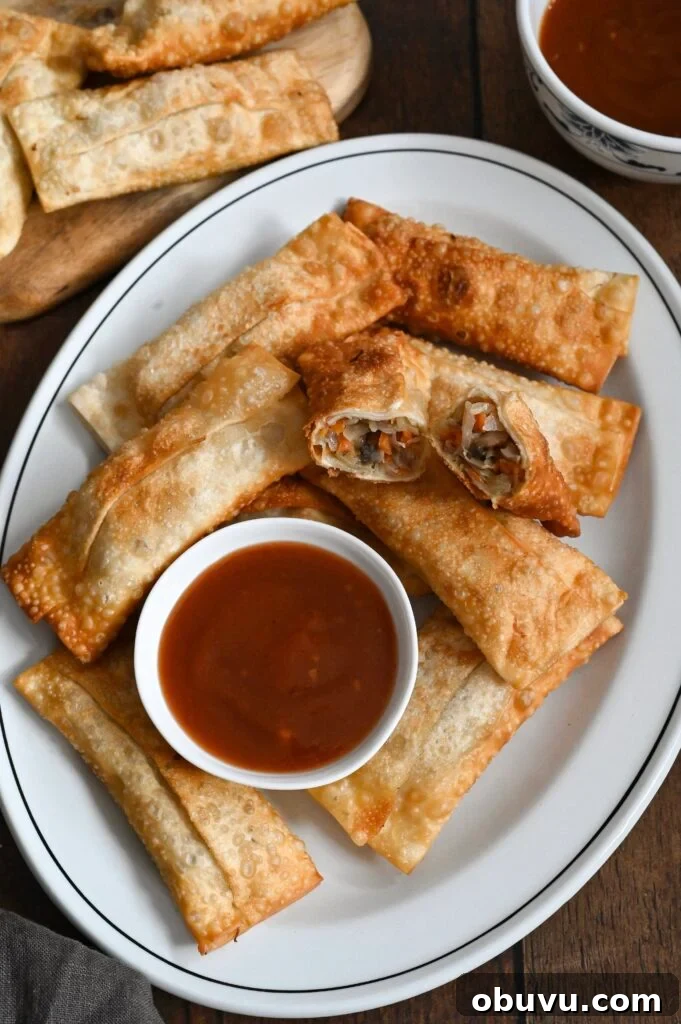 Crispy Vegetarian Egg Rolls with Tangy Dipping Sauce 10 Learn how to make easy vegetarian egg rolls with our family recipe.