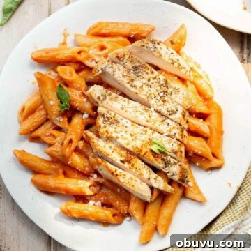 Healthy penne alla vodka with chicken