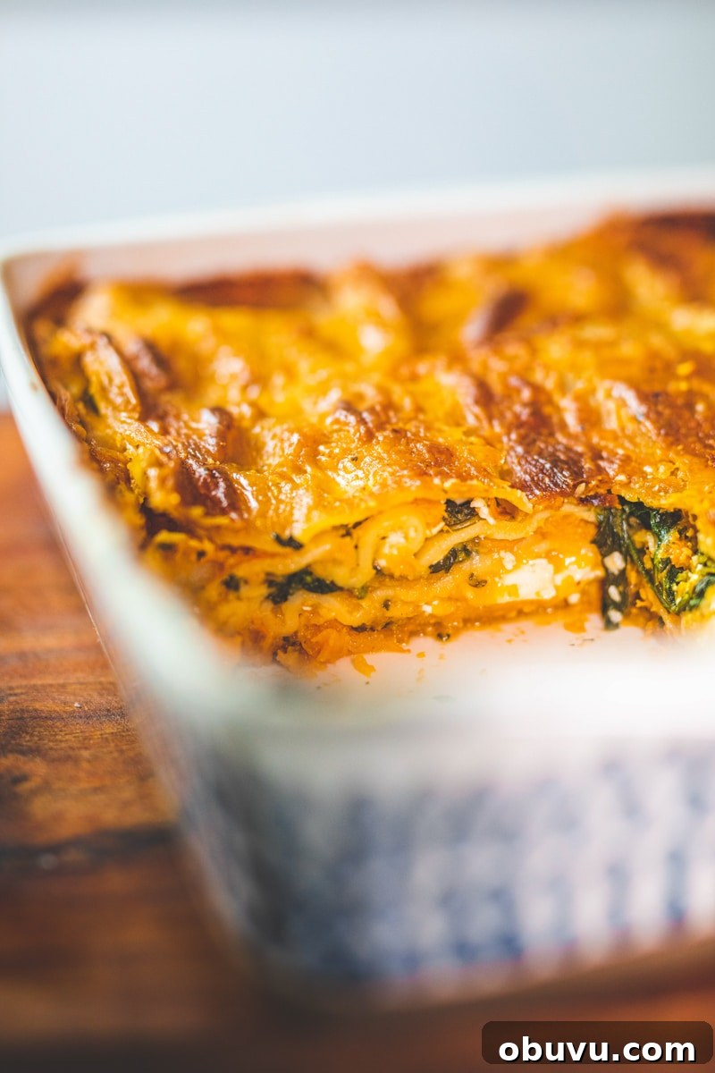 Butternut Squash and Spinach Lasagne Recipe 3 Butternut Squash & Spinach Lasagne in dish - Georgie Eats.