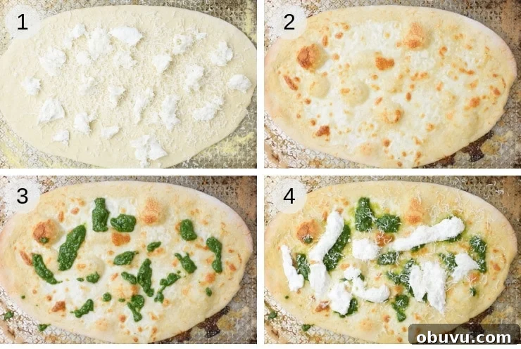 Step by step photos for basil pizza with burrata Step by step photos for making basil pizza with burrata