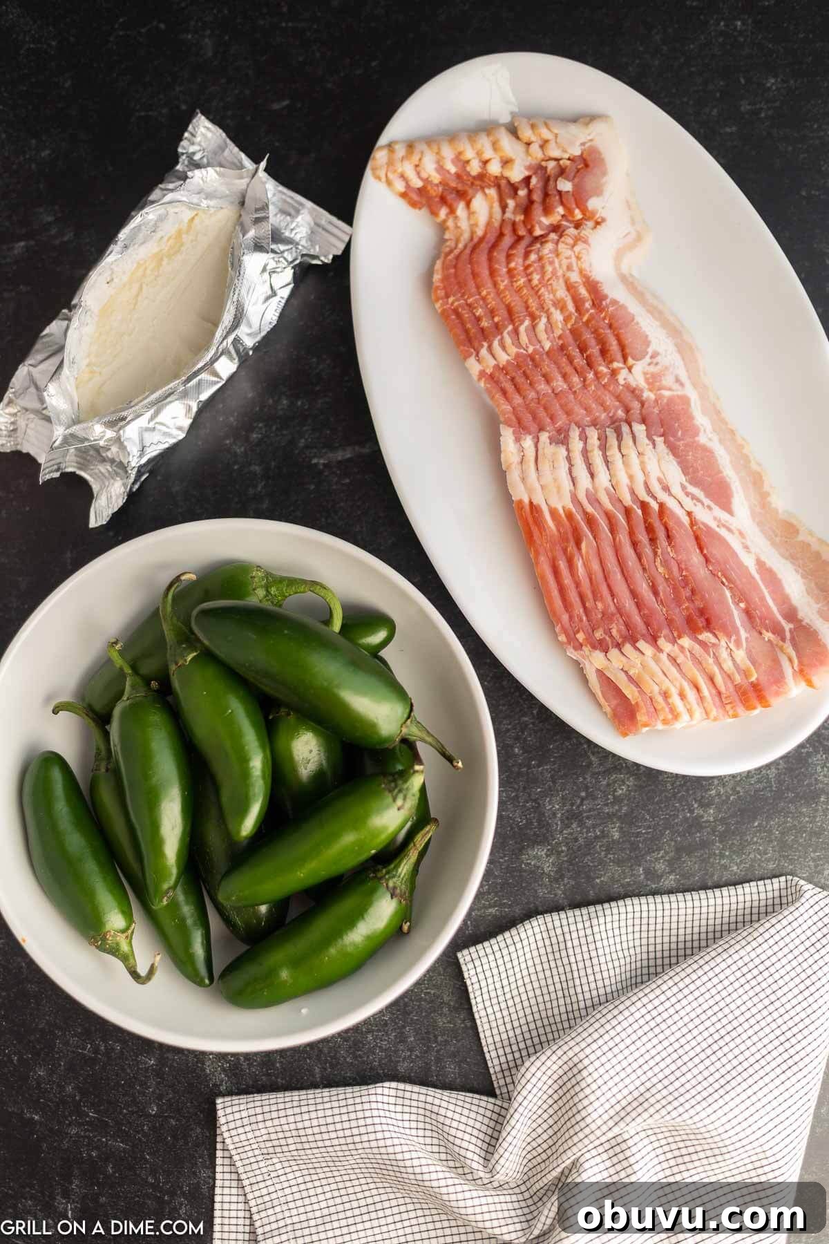 Smoky Grilled Jalapeño Poppers with Cream Cheese Filling 3 Ingredients needed - jalapenos, slice bacon, cream cheese