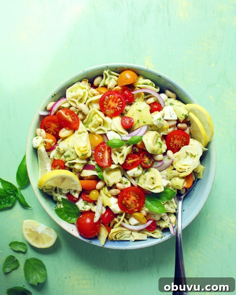 Lemon Basil Tortellini & White Bean Pasta Salad 2 White Bean + Tortellini Pasta Salad with Lemon Basil Vinaigrette