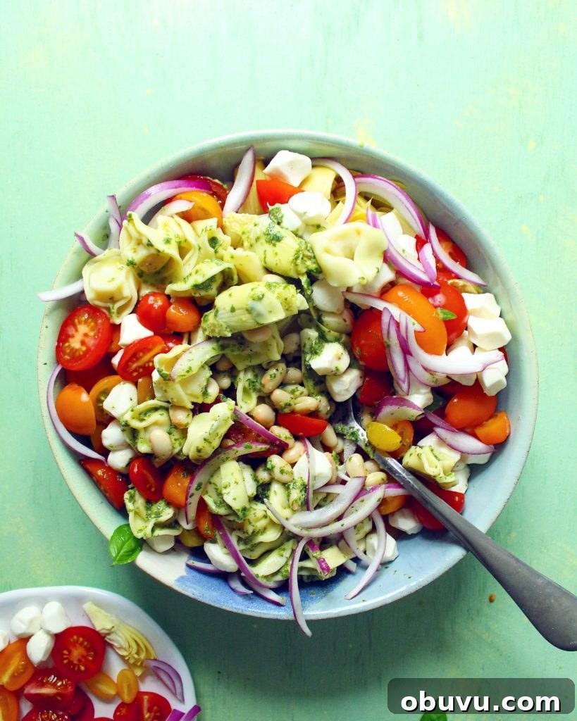 Lemon Basil Tortellini & White Bean Pasta Salad 4 White Bean + Tortellini Pasta Salad with Lemon Basil Vinaigrette