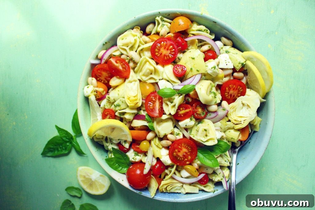 Lemon Basil Tortellini & White Bean Pasta Salad 5 White Bean + Tortellini Pasta Salad with Lemon Basil Vinaigrette