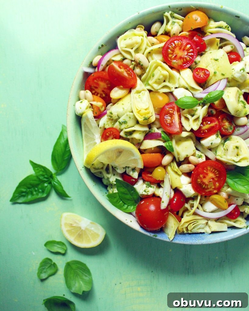 Lemon Basil Tortellini & White Bean Pasta Salad 7 White Bean + Tortellini Pasta Salad with Lemon Basil Vinaigrette