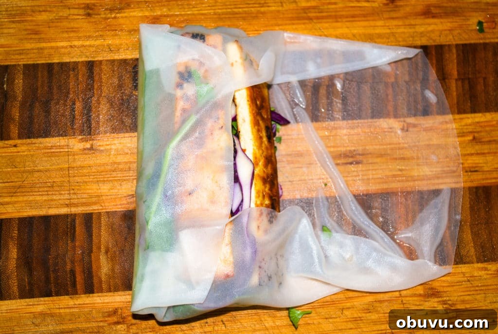 second step to rolling a summer roll