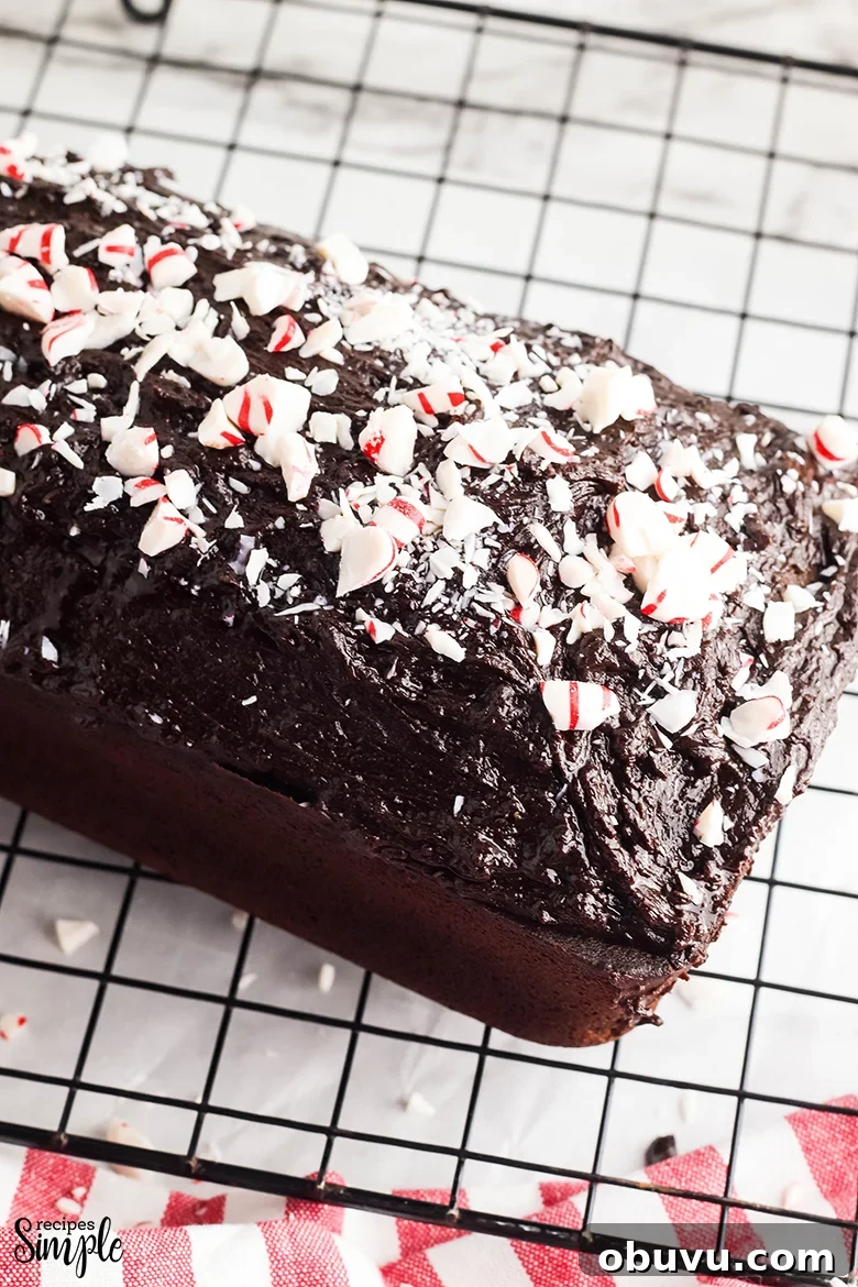 Chocolate Peppermint Pound Cake Recipe — Festive Holiday Dessert 12 Chocolate Peppermint Pound Cake On Wire Rack