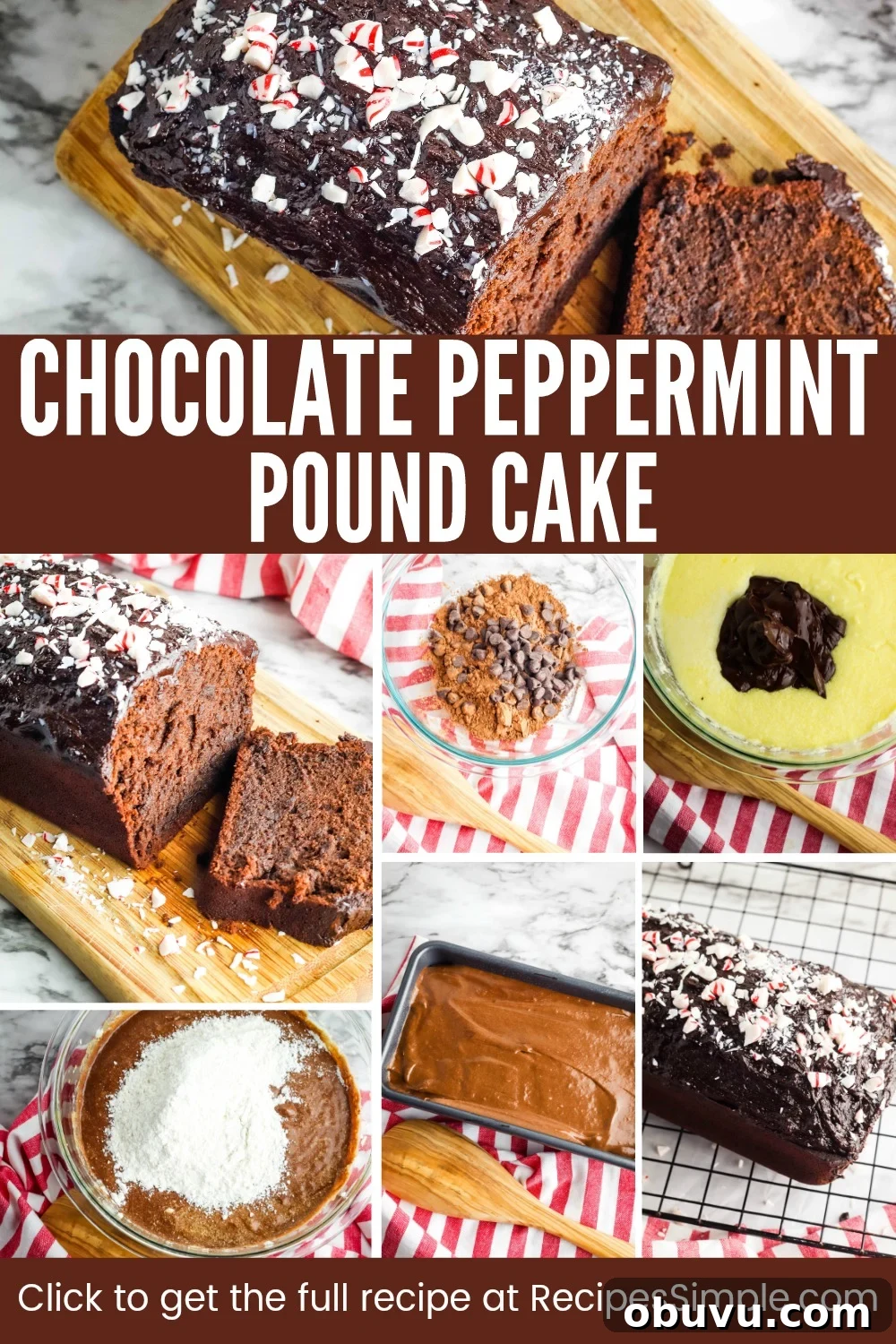 Chocolate Peppermint Pound Cake Recipe — Festive Holiday Dessert 14 Chocolate Peppermint Pound Cake Pinterest Pin