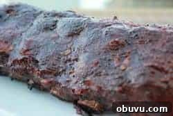 Sticky Smoked Ribs with Savory BBQ Sauce 11 Close up of done ribs