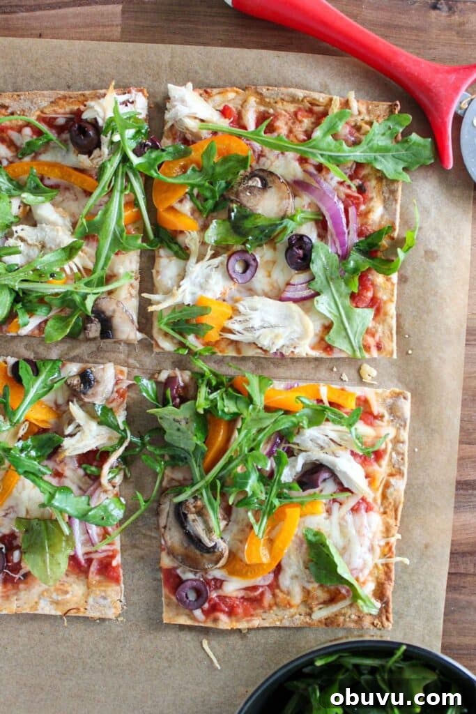 High-Protein Lavash Pizza Ready in 10 Minutes 8 A close up shot of slices of lavash bread pizza.