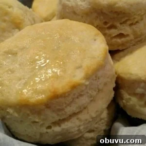 Flaky Buttermilk Biscuits: Classic Southern Recipe for Perfect Biscuits 3 Buttermilk biscuits with a golden, flaky crust, stacked together in a basket.
