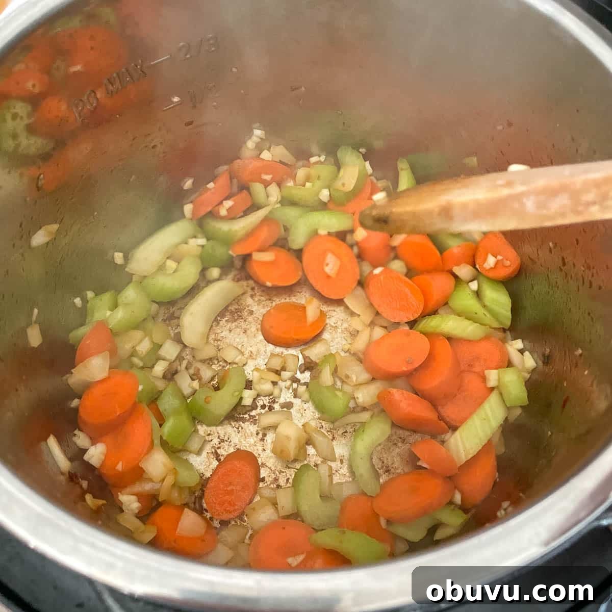 Garlic is added to the pot.