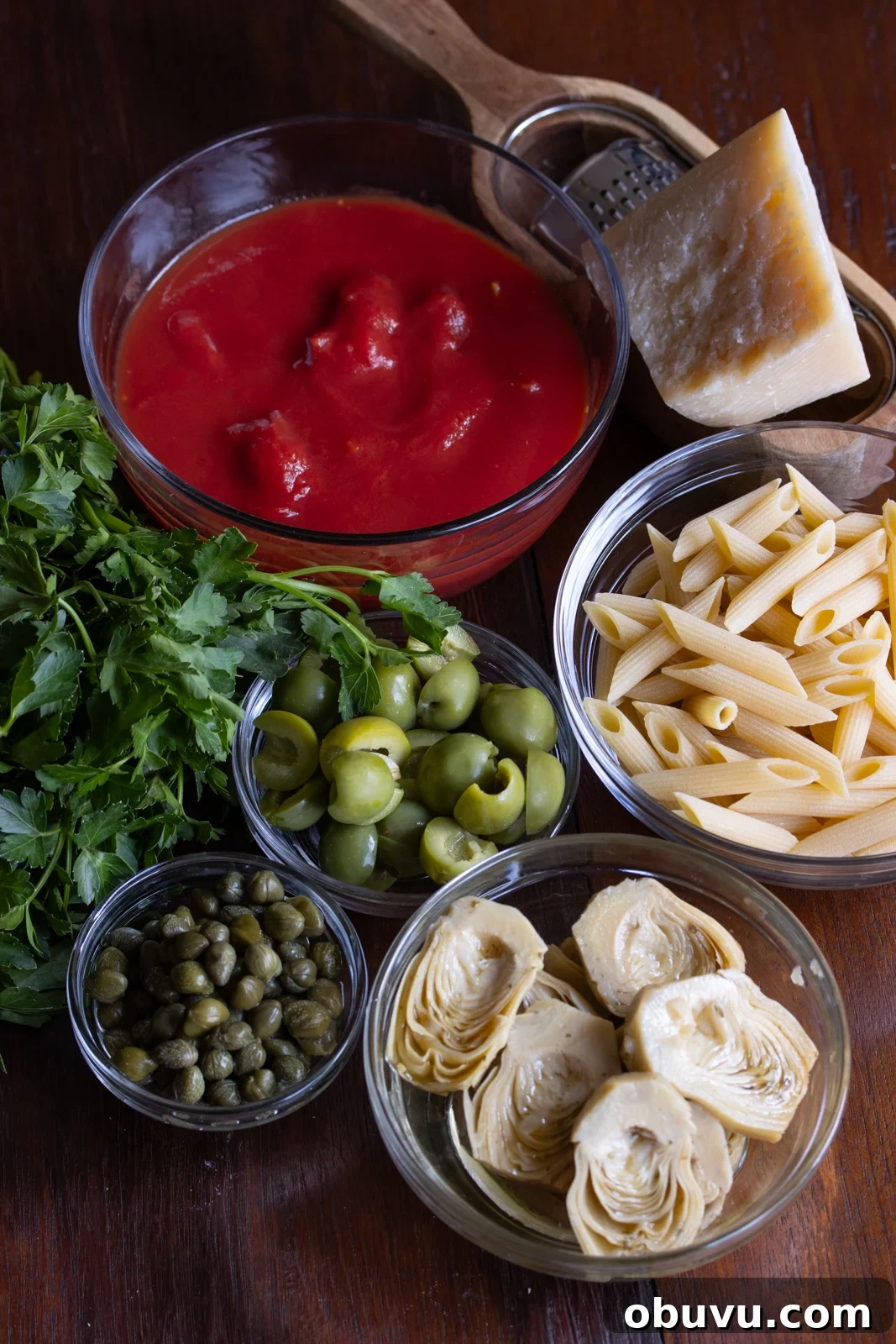 Sun-Dried Tomato Penne with Olives & Artichokes 3 ingredients for penne with tomatoes, olives, and artichokes