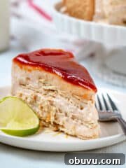 A close-up of the sliced cake on a plate.