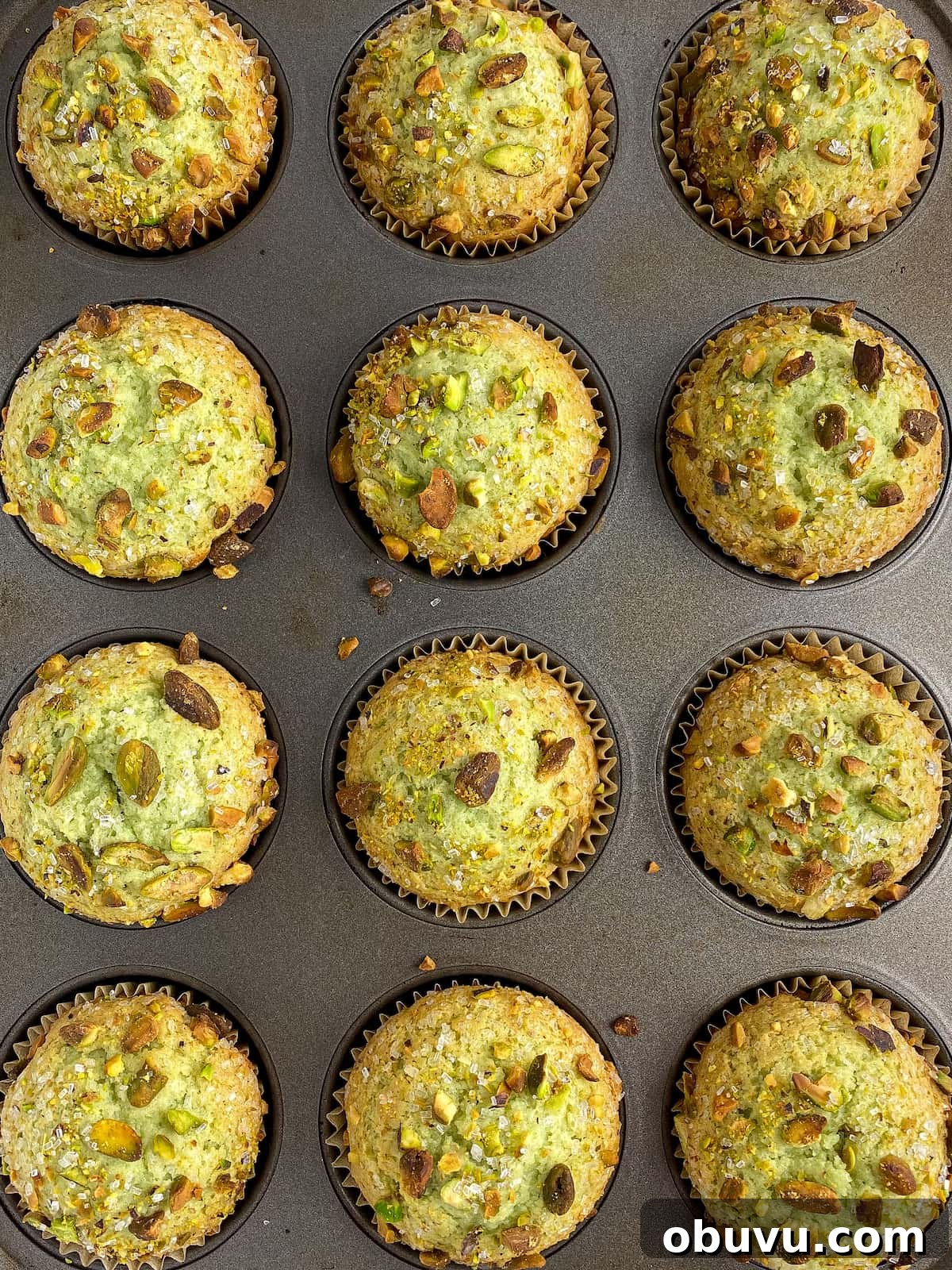 Dairy-Free Pistachio Muffins: Bakery-Style Recipe 3 Pistachio muffins close-up