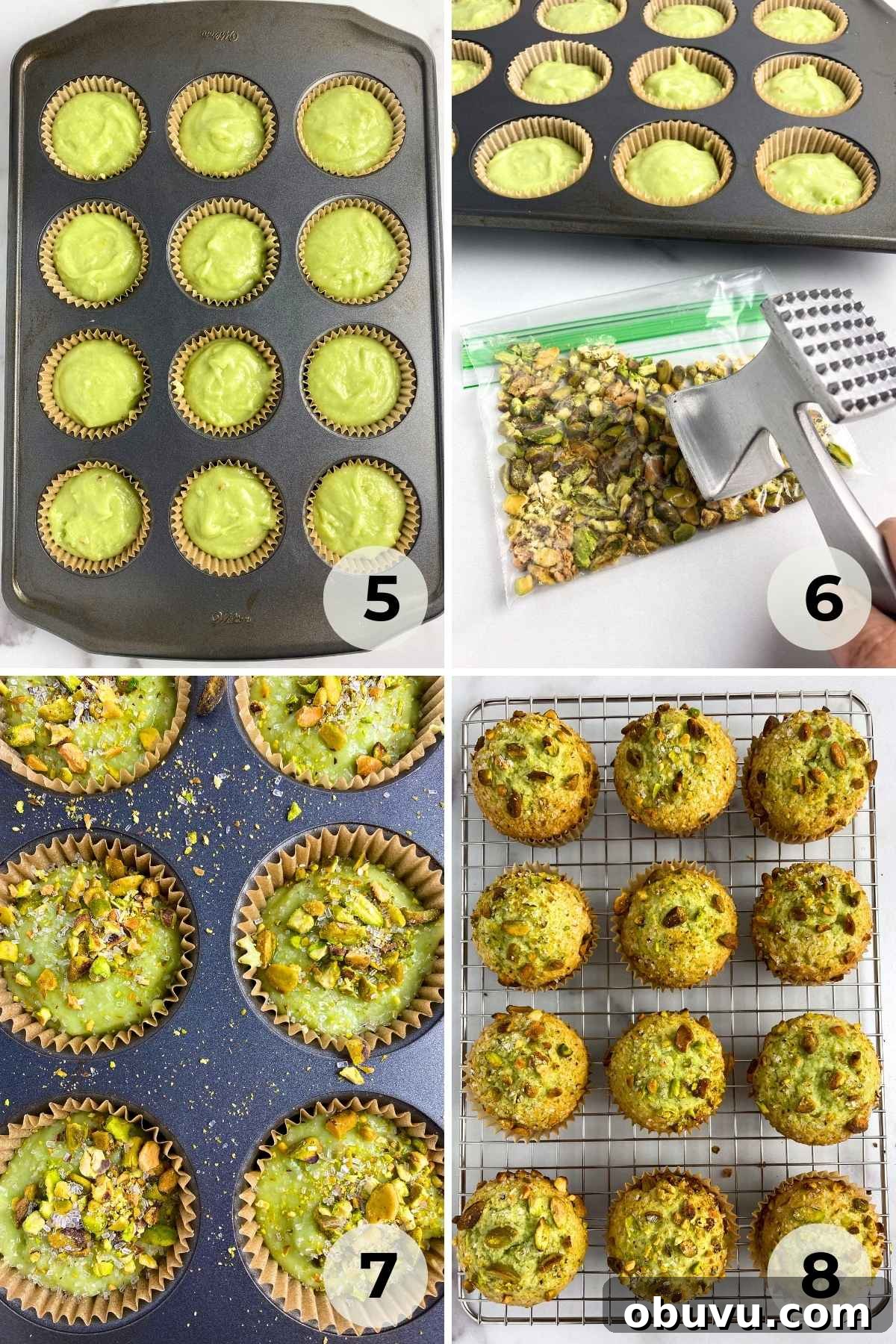 Dairy-Free Pistachio Muffins: Bakery-Style Recipe 6 Batter in muffin pan