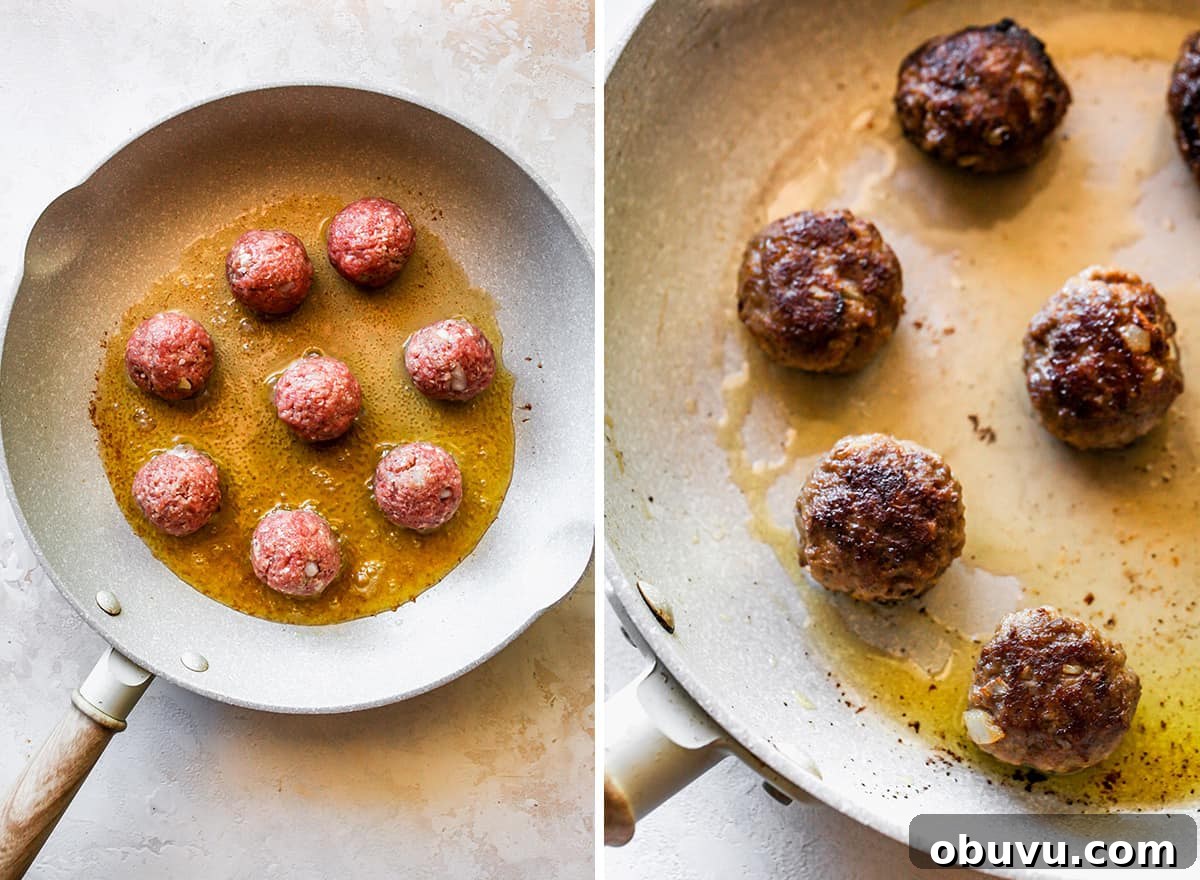 Gluten-Free Italian Meatballs Recipe – Tender & Flavorful 15 two photos showing How to Make Meatballs on the Stovetop