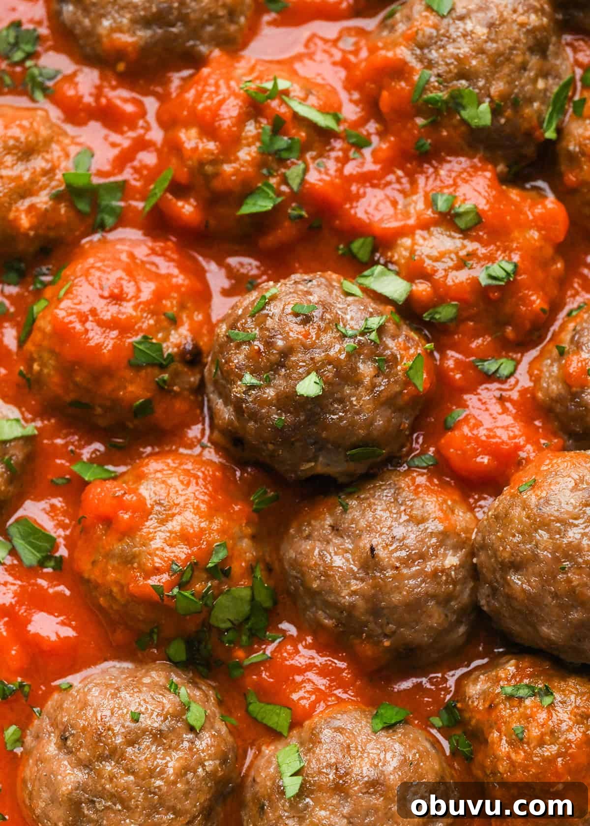 Gluten-Free Italian Meatballs Recipe – Tender & Flavorful 5 Gluten Free Meatballs in marinara sauce garnished with basil